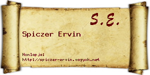 Spiczer Ervin névjegykártya